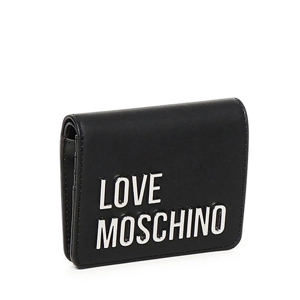 Kleine Damen-Geldbörse LOVE MOSCHINO Modell Bold Love in Schwarz und Nickel