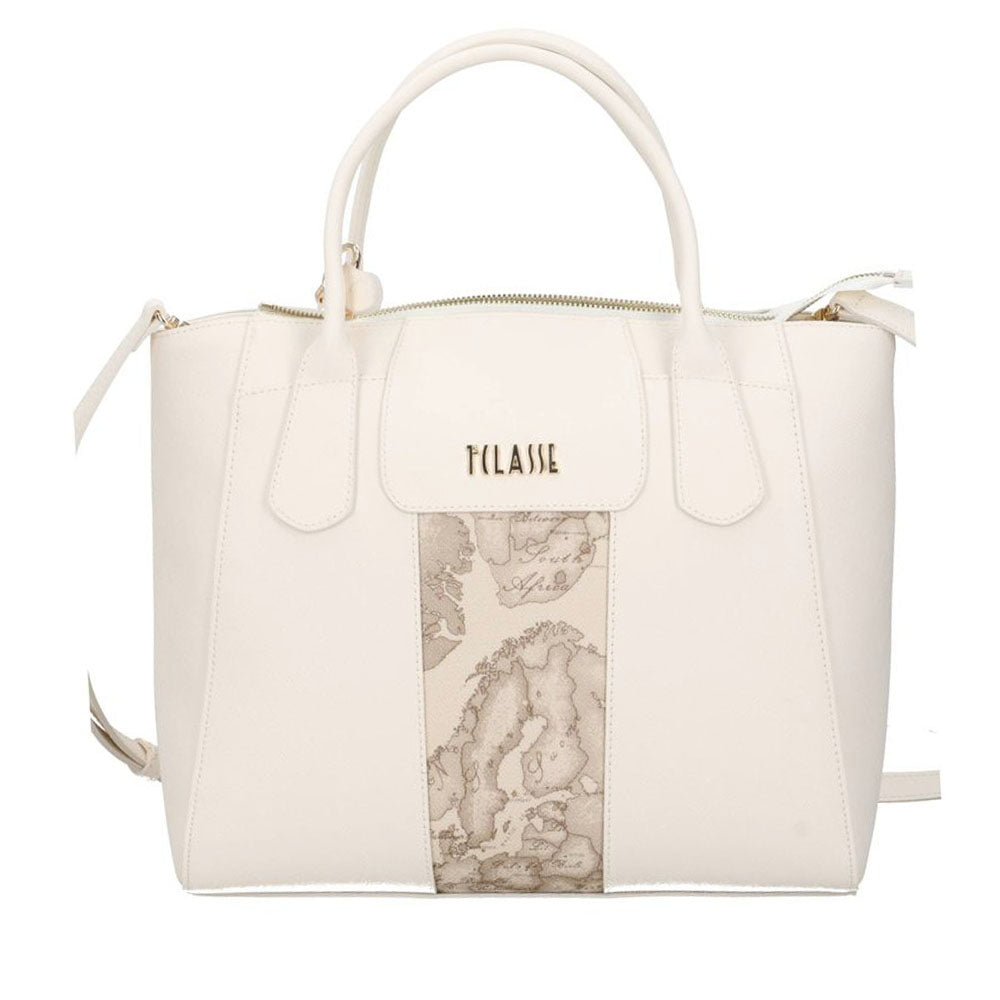 Borsa Donna Grande a Mano 1A Classe Alviero Martini linea Bloom City Avorio e Geo Rafia LD25
