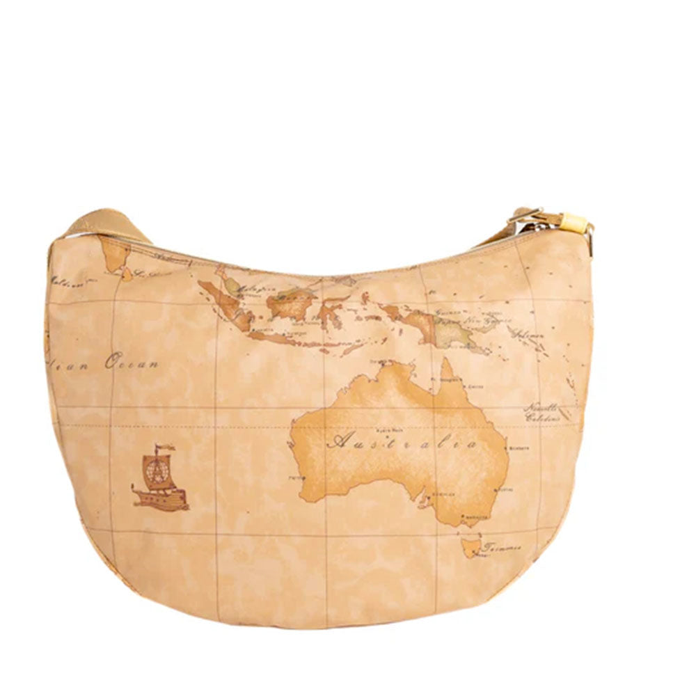 Borsa Donna Mezzaluna Grande 1A Classe Alviero Martini linea Soft Petals in Tessuto Soft Geo Classic e Giallo Pastello LE54