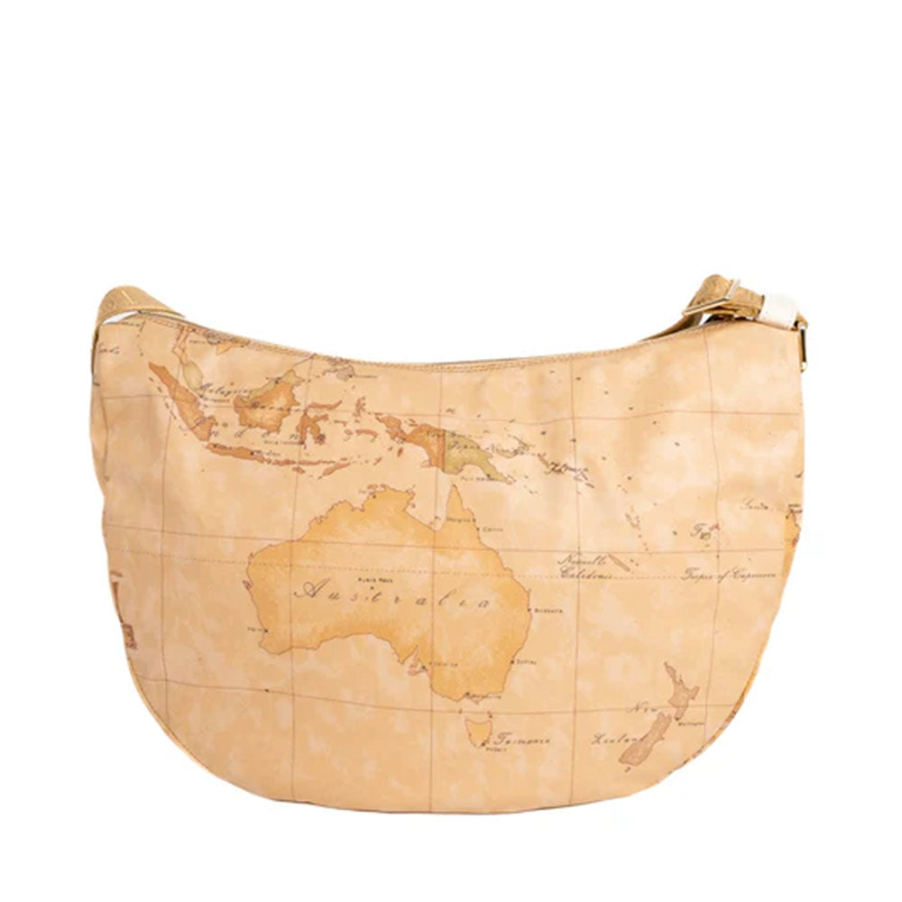 Borsa Donna Mezzaluna Grande 1A Classe Alviero Martini linea Soft Petals in Tessuto Soft Geo Classic e Avorio LE54