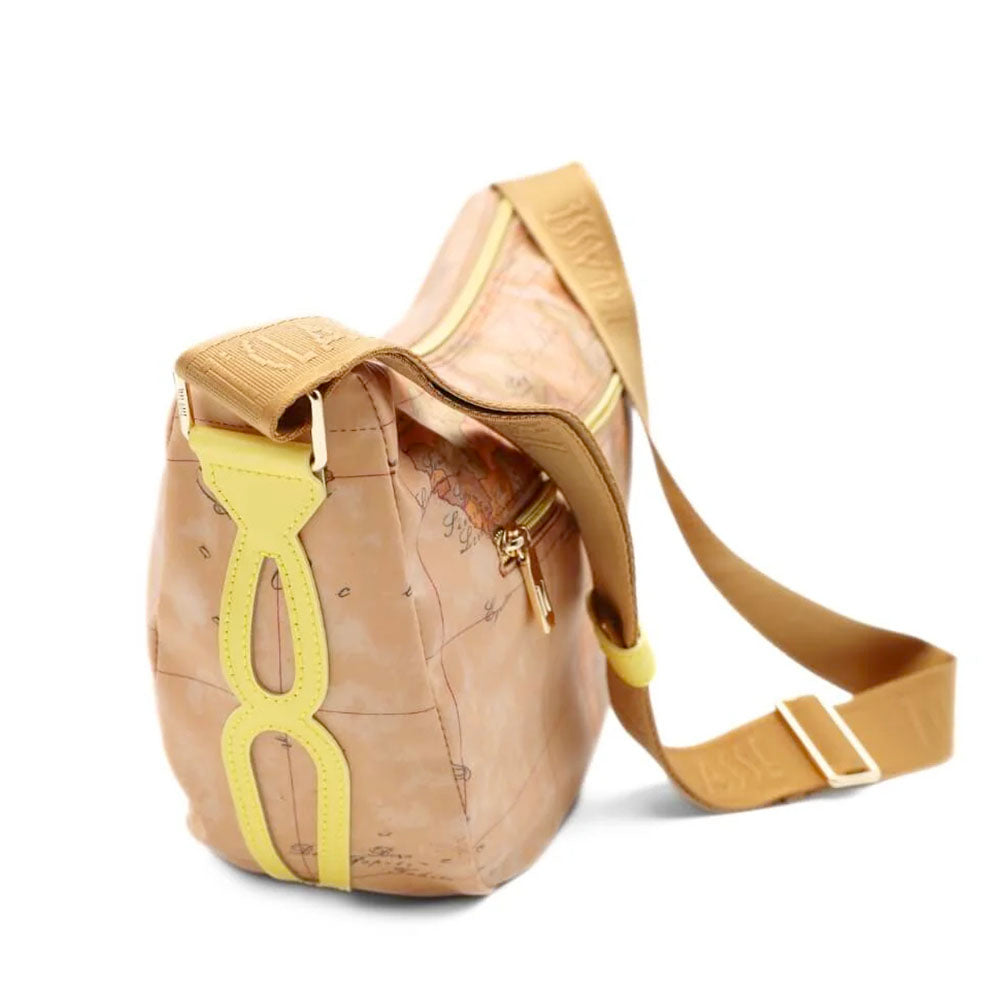 Borsa Donna Mezzaluna Media 1A Classe Alviero Martini linea Soft Petals in Tessuto Soft Geo Classic e Giallo Pastello LE55