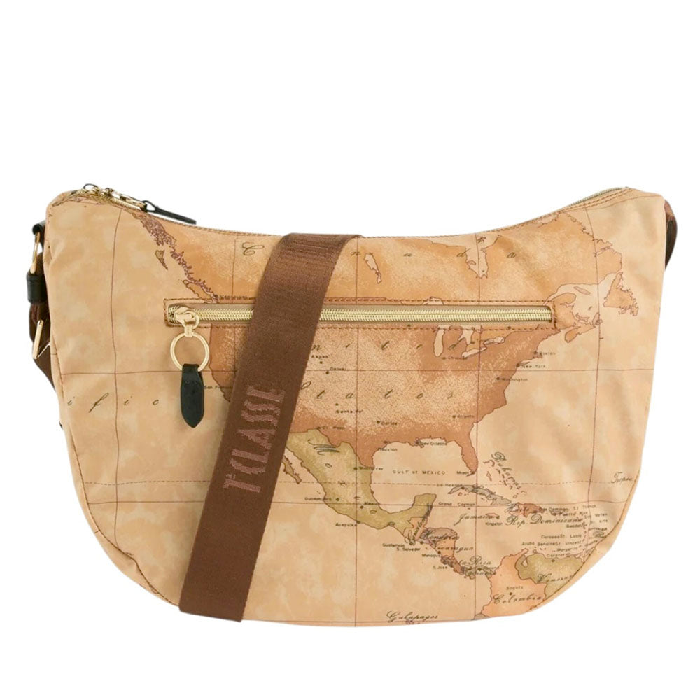 Borsa Donna Mezzaluna Grande 1A Classe Alviero Martini linea Soft Ranch in Tessuto Soft Geo Classic e Nero LG03