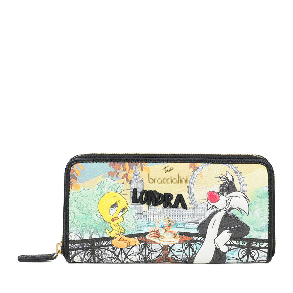 Portafoglio Donna Zip Around BRACCIALINI linea Cartoline LT stampa Londra