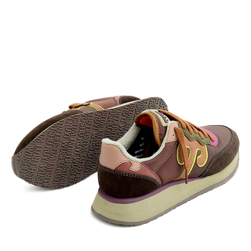 Sneakers Donna WUSHU RUYI Master 715 in Nylon e Suede Coffee Bean e Citronelle