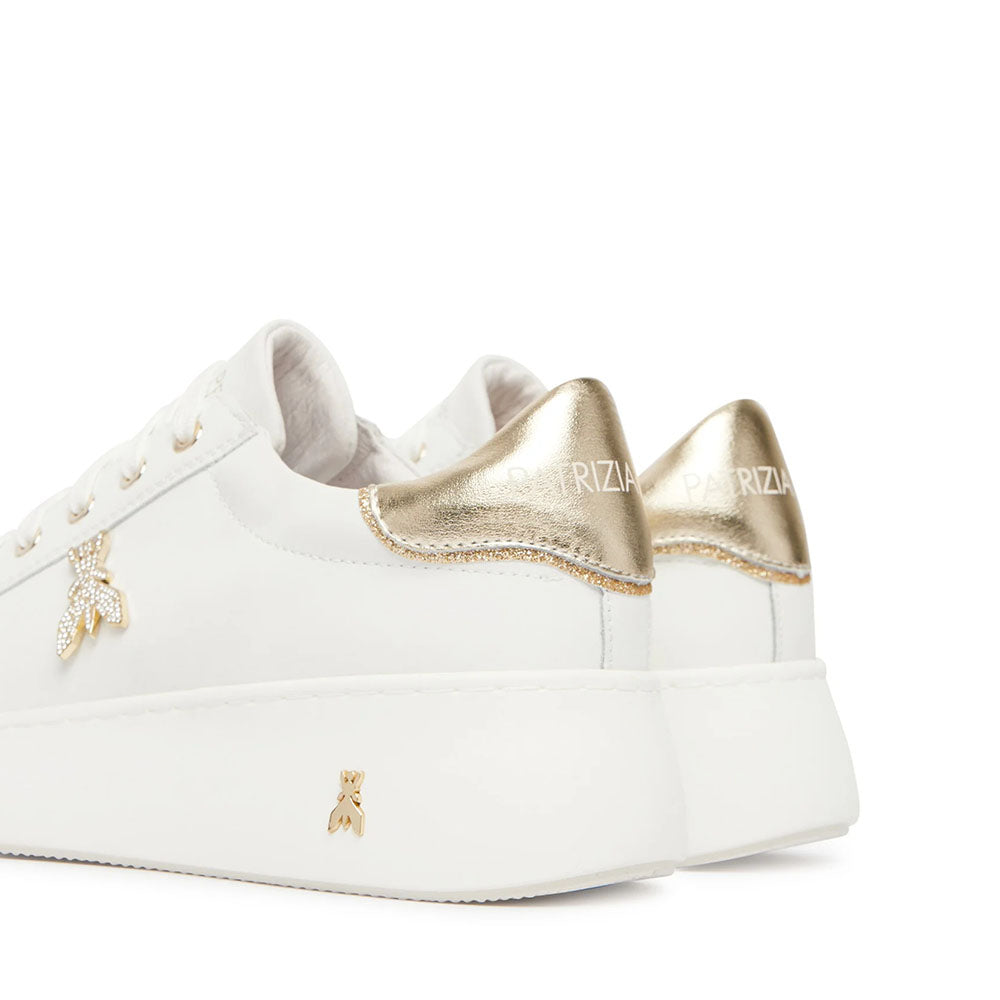 Sneakers Platform PATRIZIA PEPE Girl in Pelle Bianca con Logo Gioiello