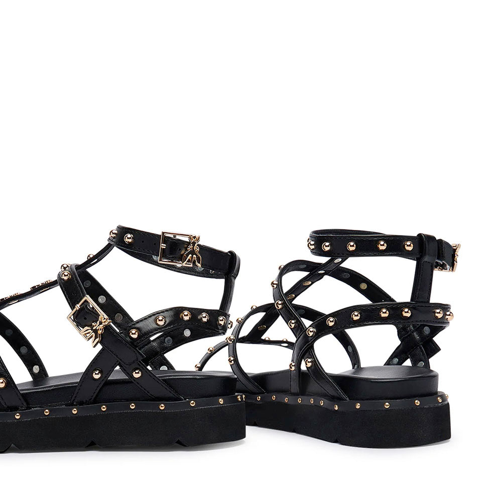 Sandali Donna PATRIZIA PEPE Girl linea Fly Micro Alto in Eco Nappa Nera con Borchie
