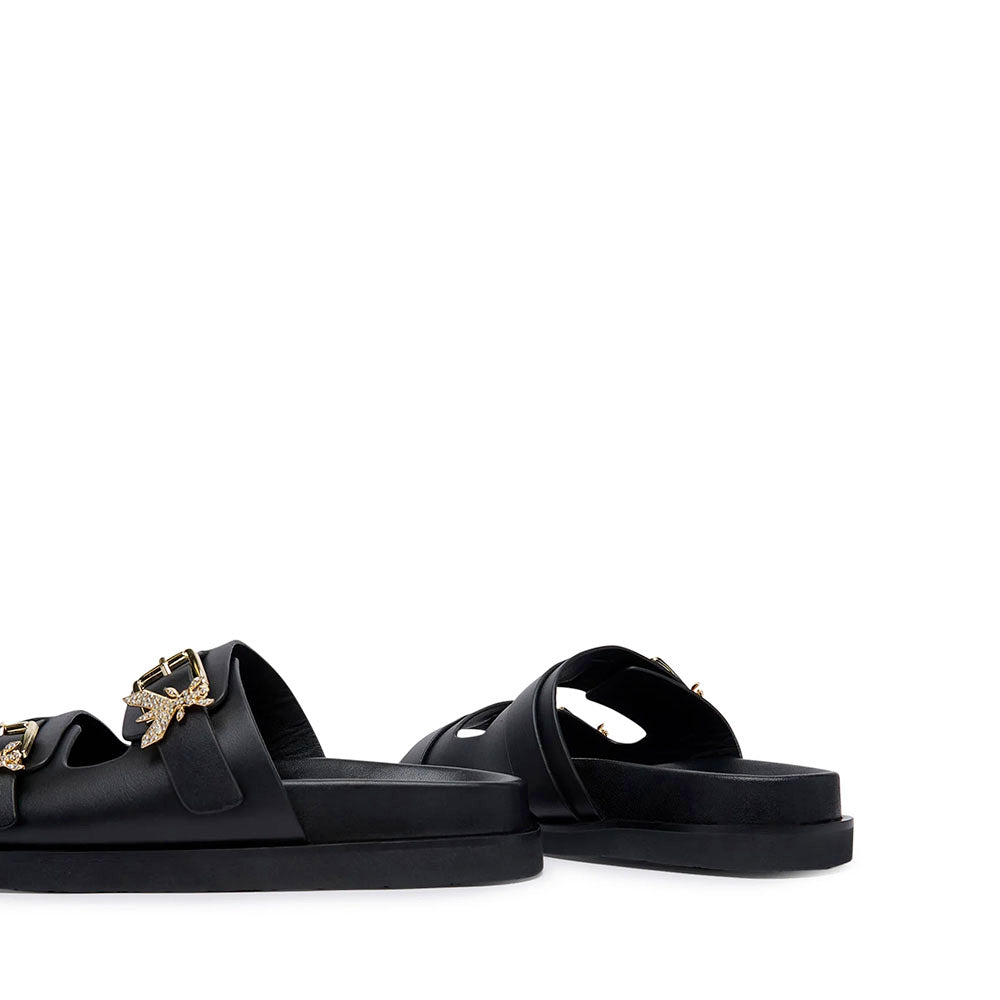 Ciabatte Doppia Fascia PATRIZIA PEPE Girl linea Fly Birkilux in Pelle Nera