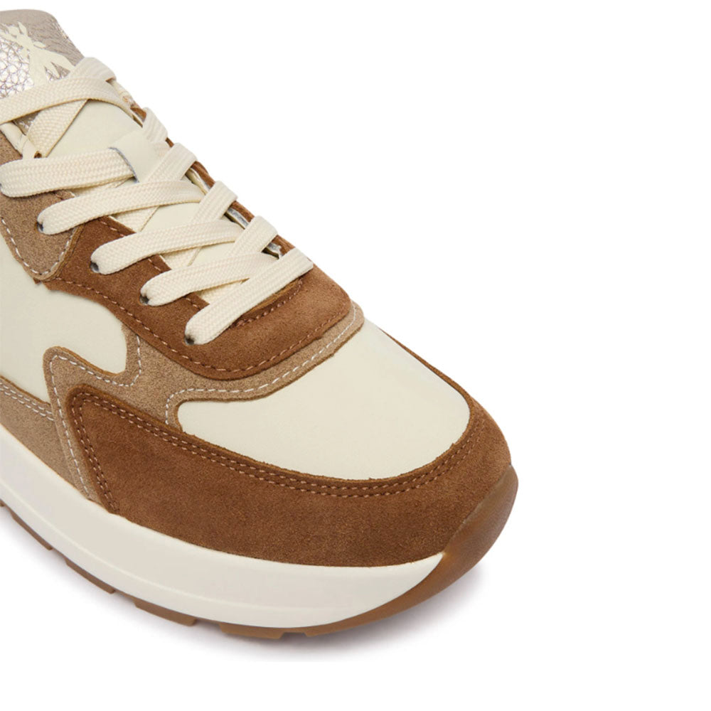 Sneakers Running PATRIZIA PEPE Girl linea Fly Run in Pelle e Suede Taupe Off White