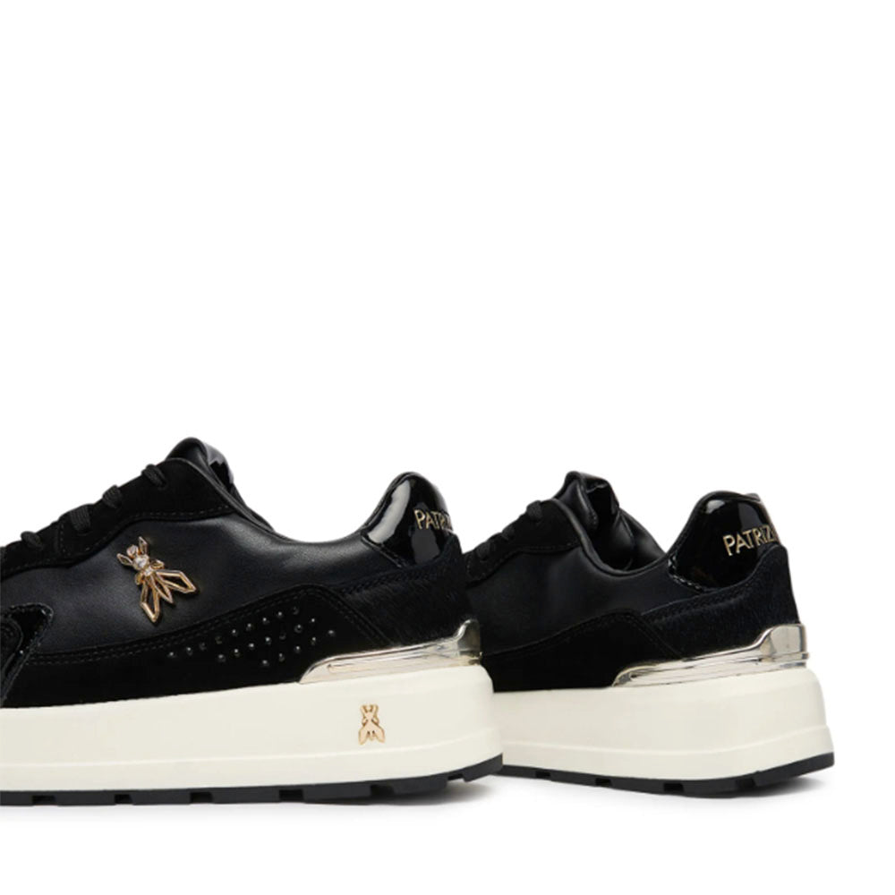 Sneakers Running PATRIZIA PEPE Girl linea Fly Run in Pelle e Suede Nero Platino