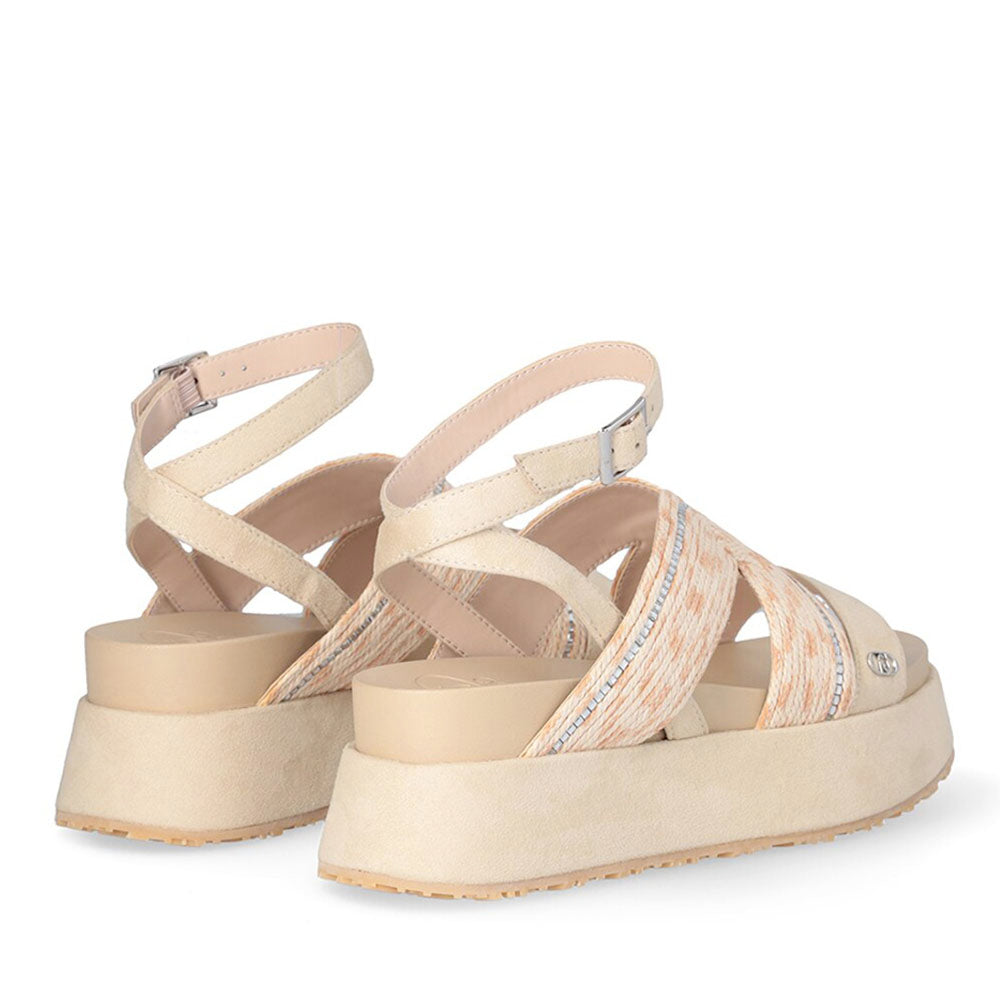 Sandali Platform LIU JO Frida 38 in Corda Almond e Peach con Strass