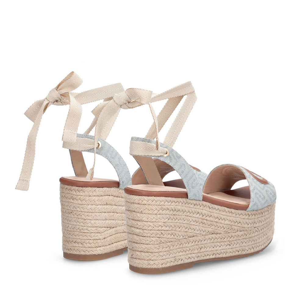 Sandali Donna con Zeppa LIU JO Bali 02 in Denim Jacquard Light Blue