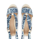 Sandali Donna con Zeppa LIU JO Bali 03 in Tessuto Blu stampa Foulard
