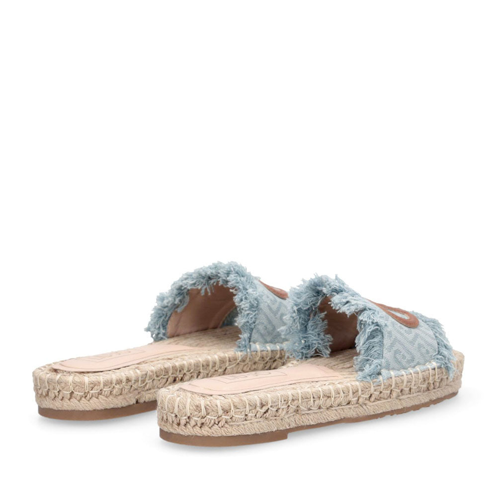 Ciabatte Donna Modello Espradillas LIU JO Paros 02 in Denim Jacquard Logato Light Blue