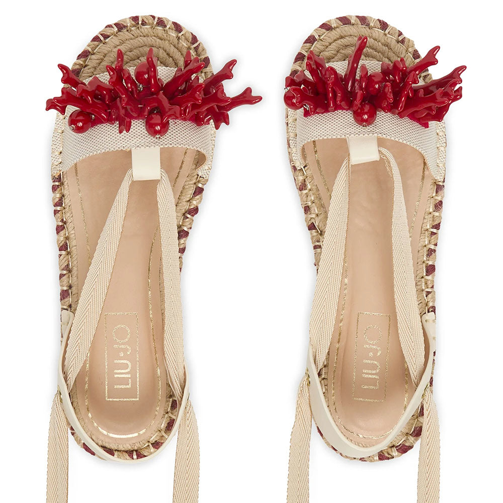 Sandali Donna LIU JO Paros 02 in Cavas Beige e Rosso Corallo
