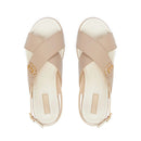 Sandali Donna con Zeppa Glitter LIU JO Flo 03 in Pelle Beige