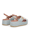 Sandali Donna con Zeppa LIU JO Flo 03 in Denim Monogram Light Blue