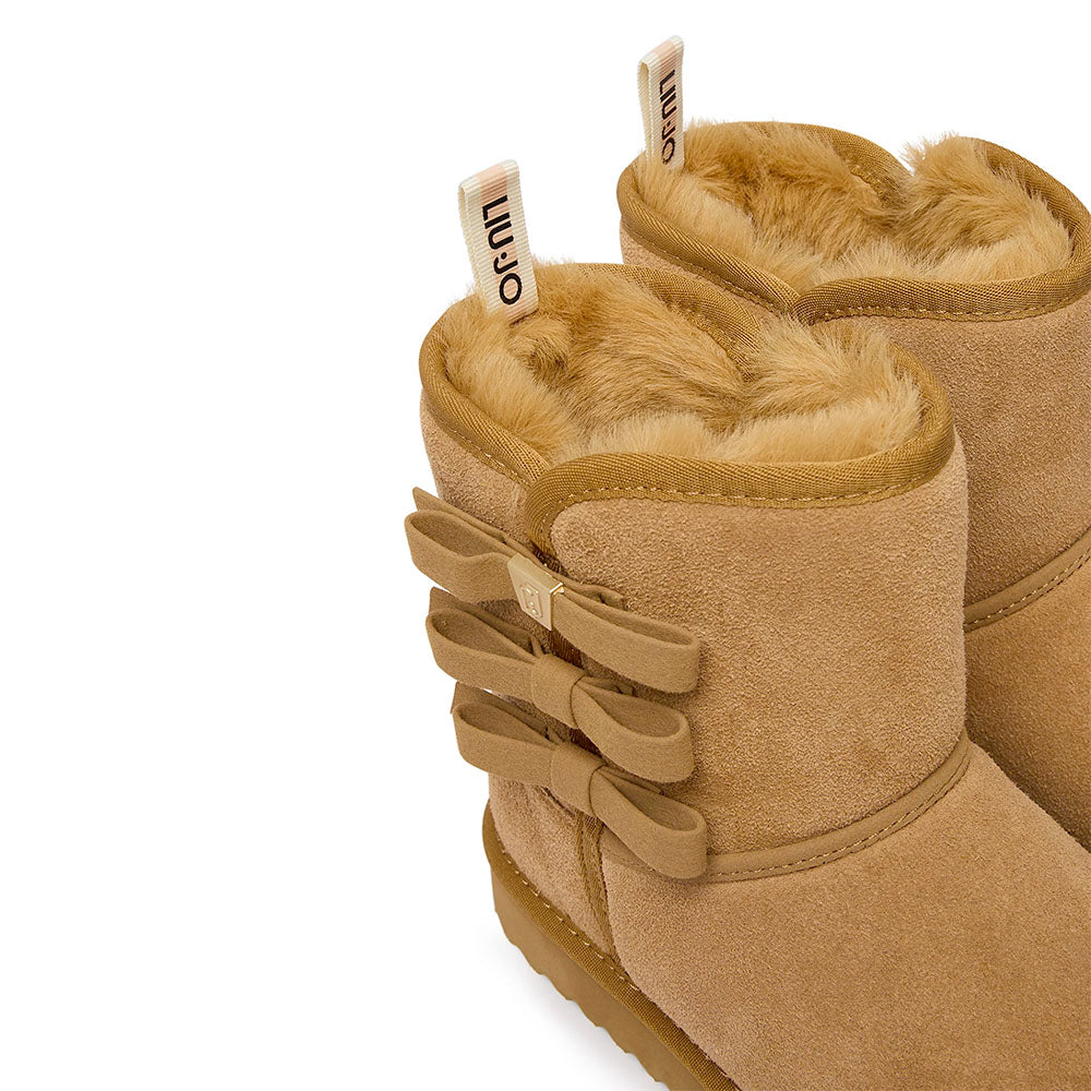 Stivali Donna Imbottiti LIU JO Jil 10 in Suede color Cognac con Fiocchi