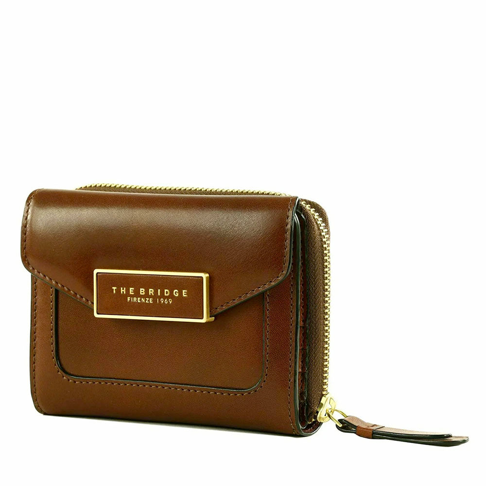 Portafoglio Donna con Bottone THE BRIDGE linea Ginevra in Pelle Marrone