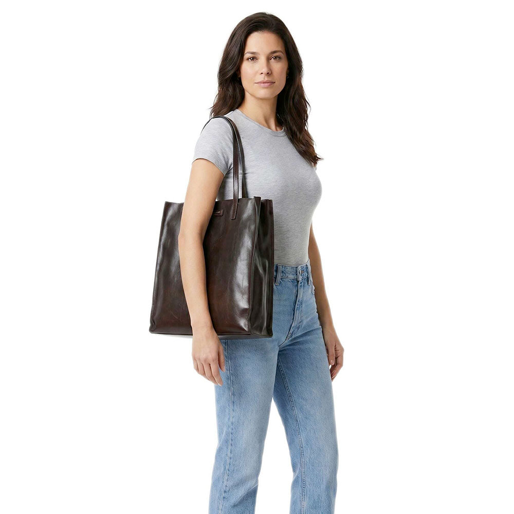 Borsa Donna Shopper Verticale THE BRIDGE linea Mirra in Pelle color Moka