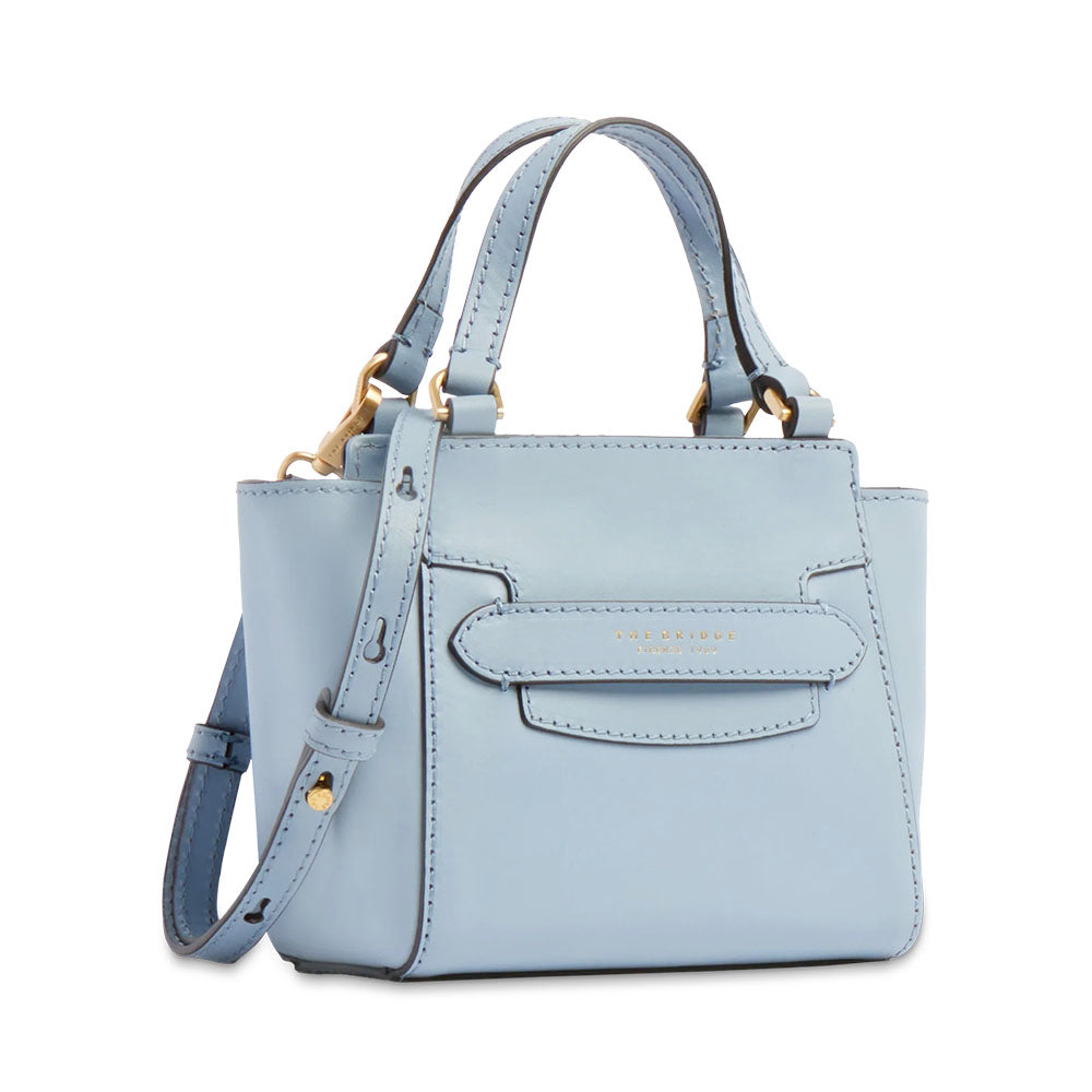 Damen-Henkeltasche THE BRIDGE Modell Lucrezia aus aquablauem Leder