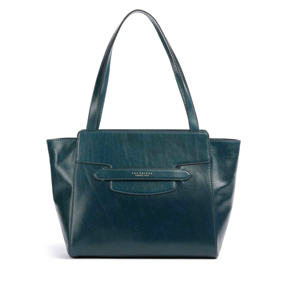 Shopping Bag Donna THE BRIDGE linea Lucrezia in Pelle Blu Pavone