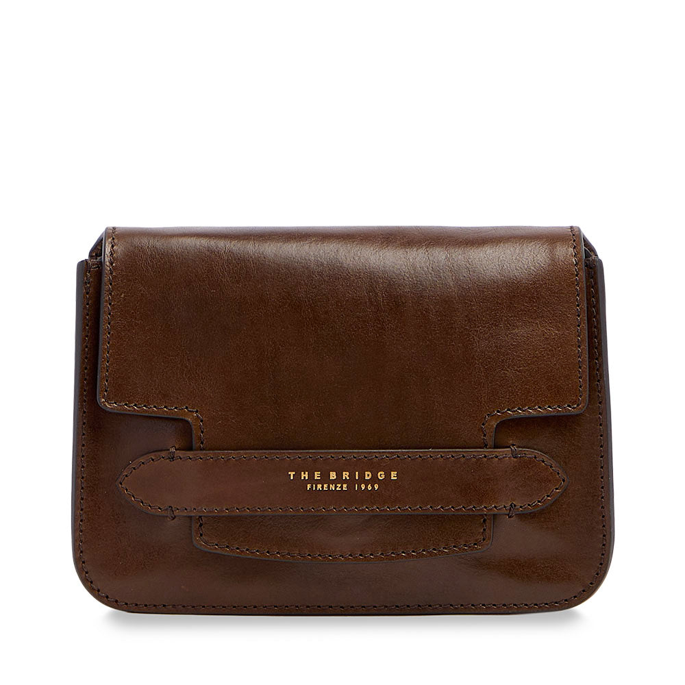 Women's Medium Moka Leather Crossbody Bag THE BRIDGE Lucrezia