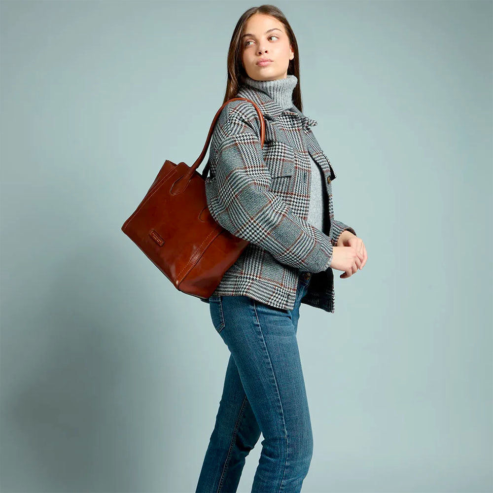Shopping Bag Donna THE BRIDGE linea Fiona in Pelle Marrone