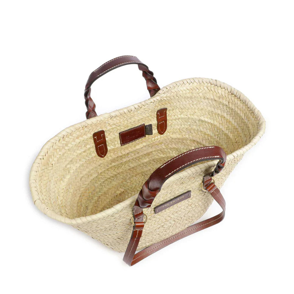 Borsa da Mare THE BRIDGE linea Clara in Rafia Naturale e Pelle Marrone