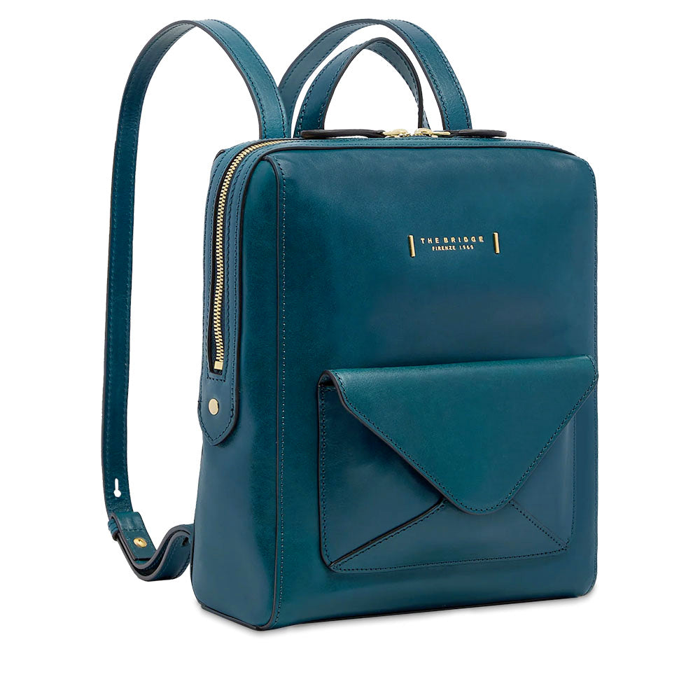 Zaino Donna THE BRIDGE linea Frida in Pelle Blu Pavone