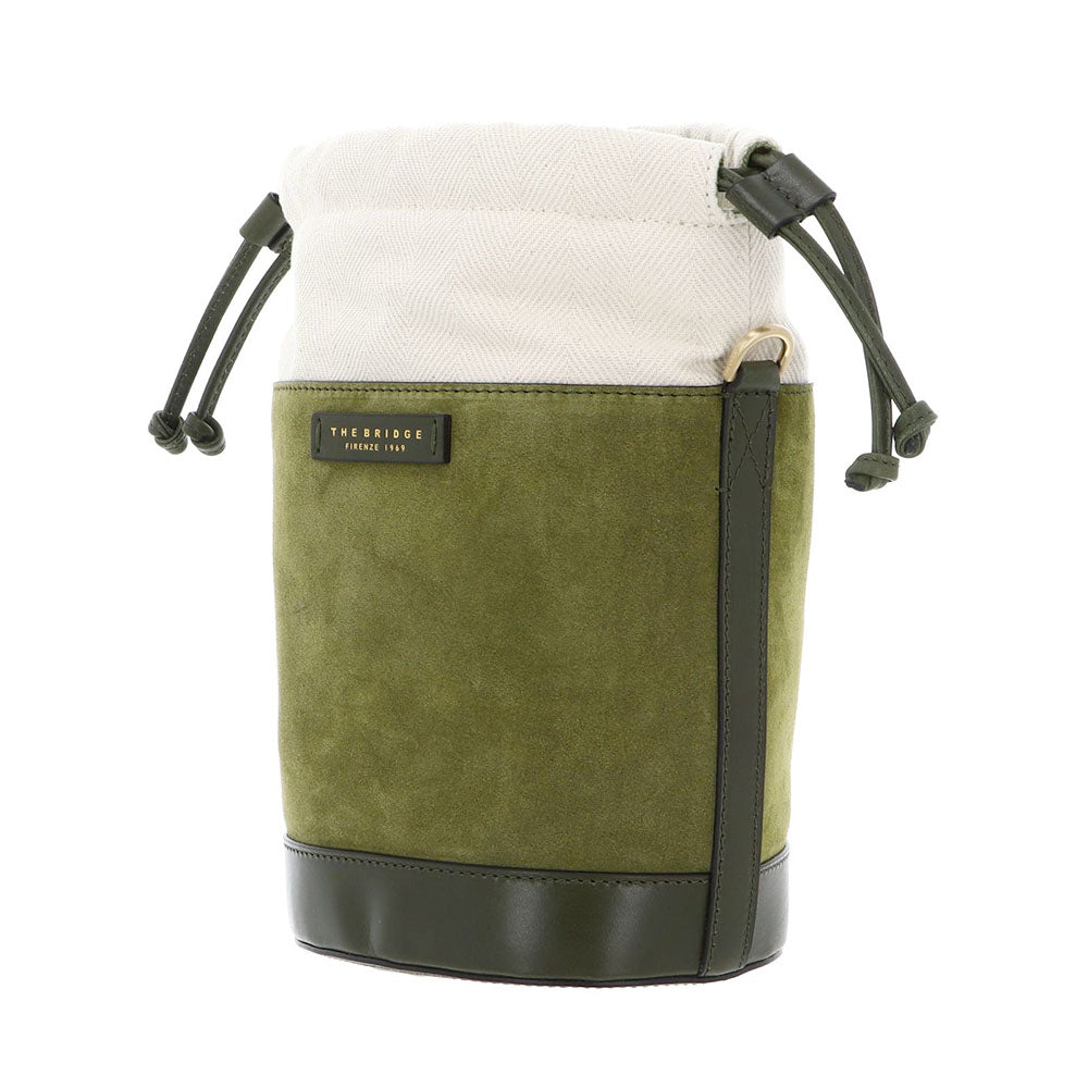 Borsa Donna a Secchiello THE BRIDGE linea Greta in Camoscio Verde Timo
