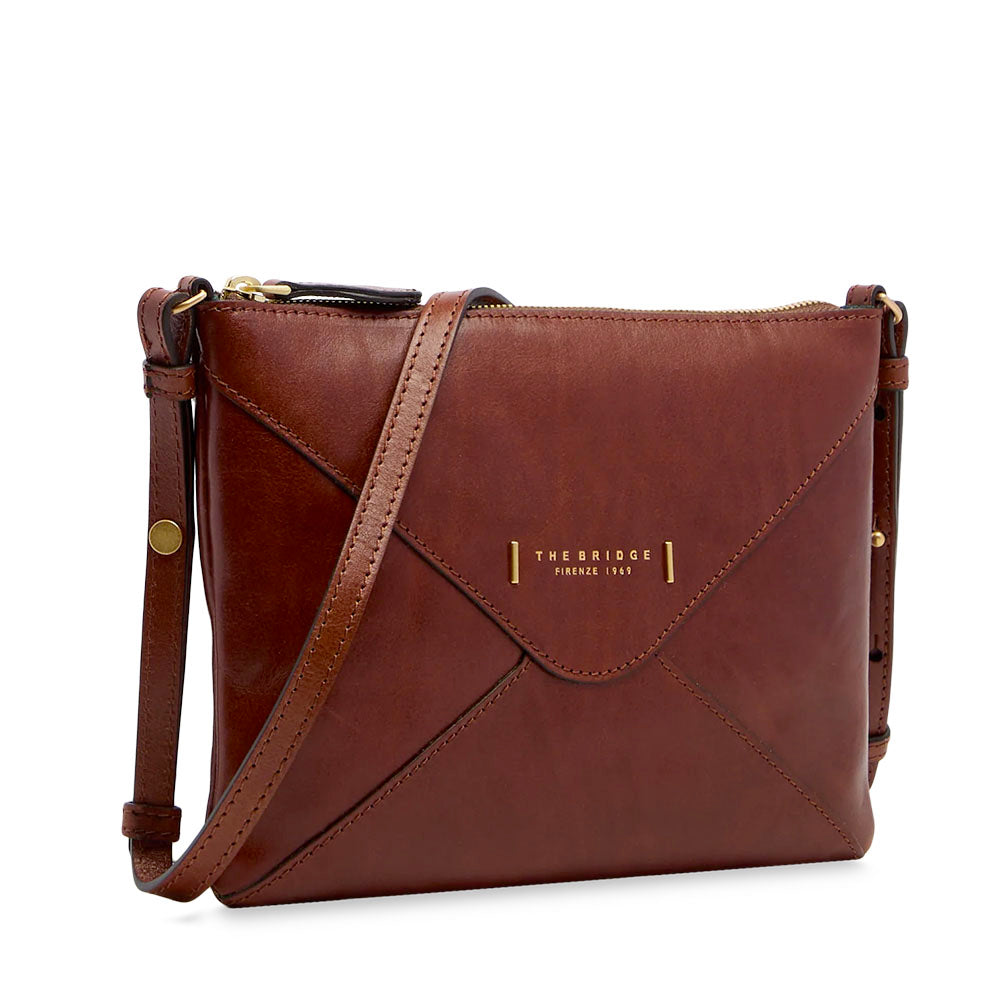 Borsa Donna Piatta a Tracolla THE BRIDGE linea Frida in Pelle Marrone