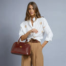 Women's Brown Leather Two-Handle Bag THE BRIDGE Story
