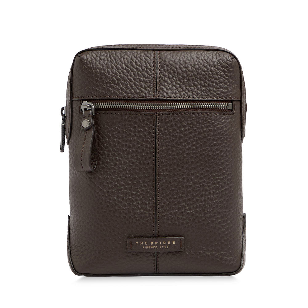 Borsello Uomo THE BRIDGE linea Manfredi in Pelle color Moka