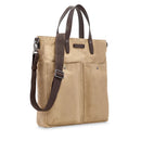 Cartella Verticale Uomo THE BRIDGE linea Igor in Tessuto Cerato Beige e Pelle Testa di Moro