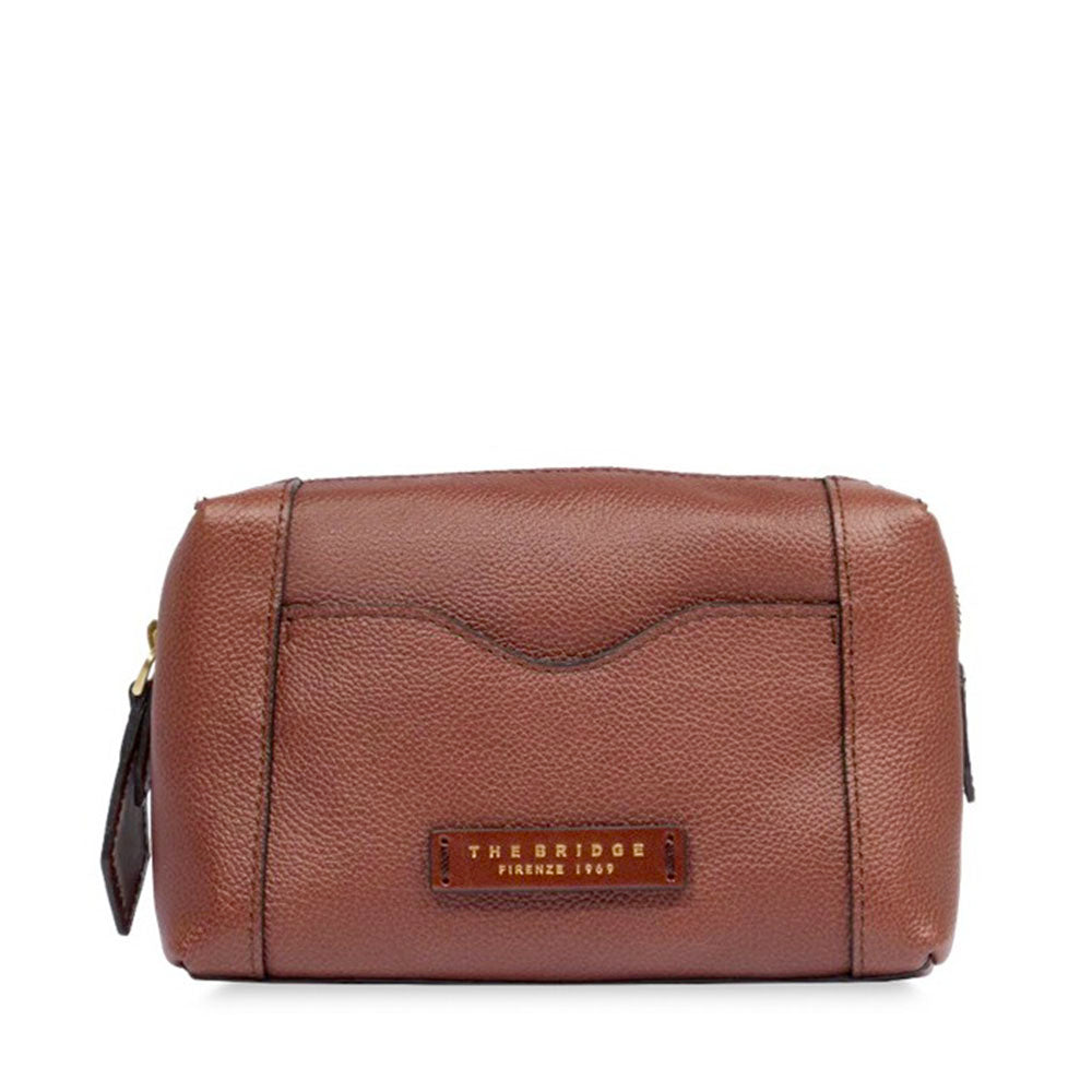 Beauty Case Small THE BRIDGE linea Gemma Travel in Pelle Marrone