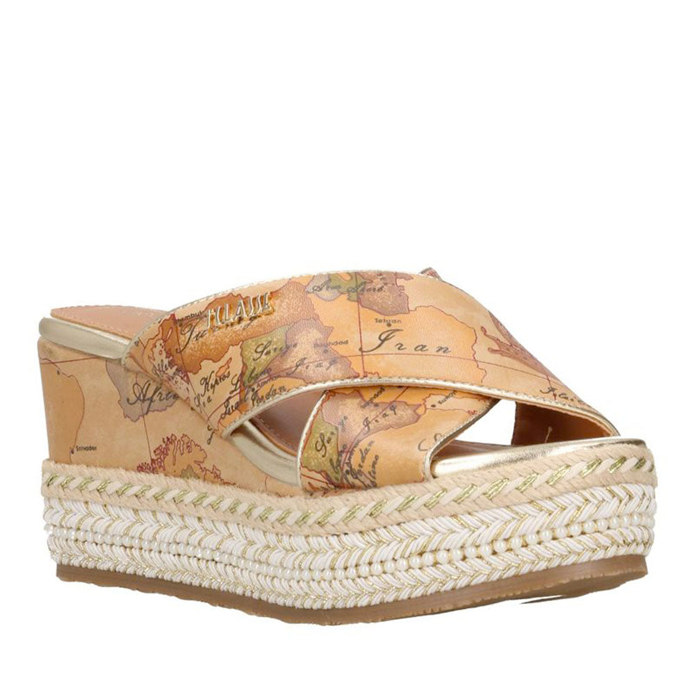 Ciabatte Donna con Zeppa 1A Classe Alviero Martini in Eco Nappa stampa Geo Classic 1401