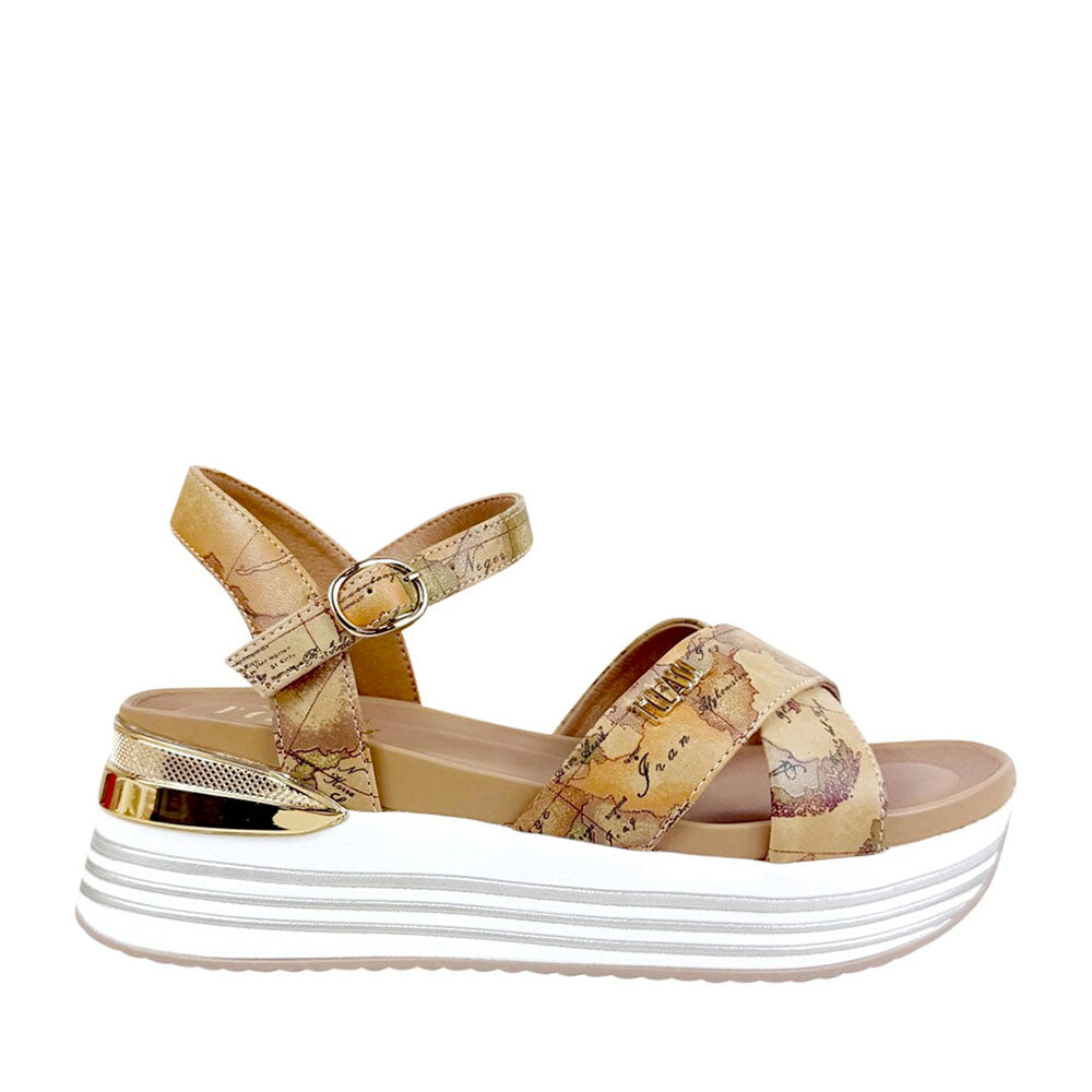 Sandali Platform Donna 1A Classe Alviero Martini in Eco Nappa stampa Geo Classic 1412