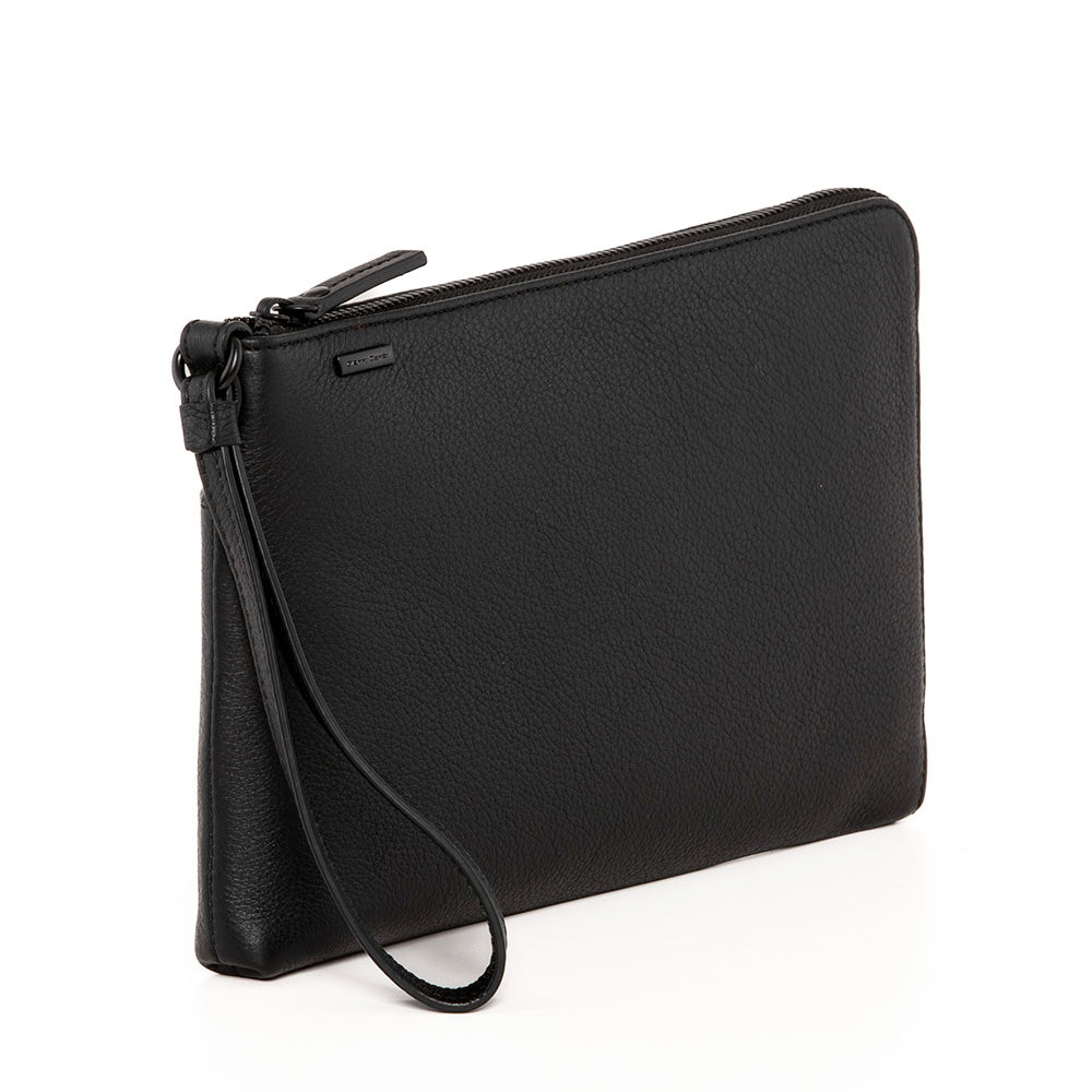 Pochette Unisex GIANNI CONTI in Pelle Martellata Nera