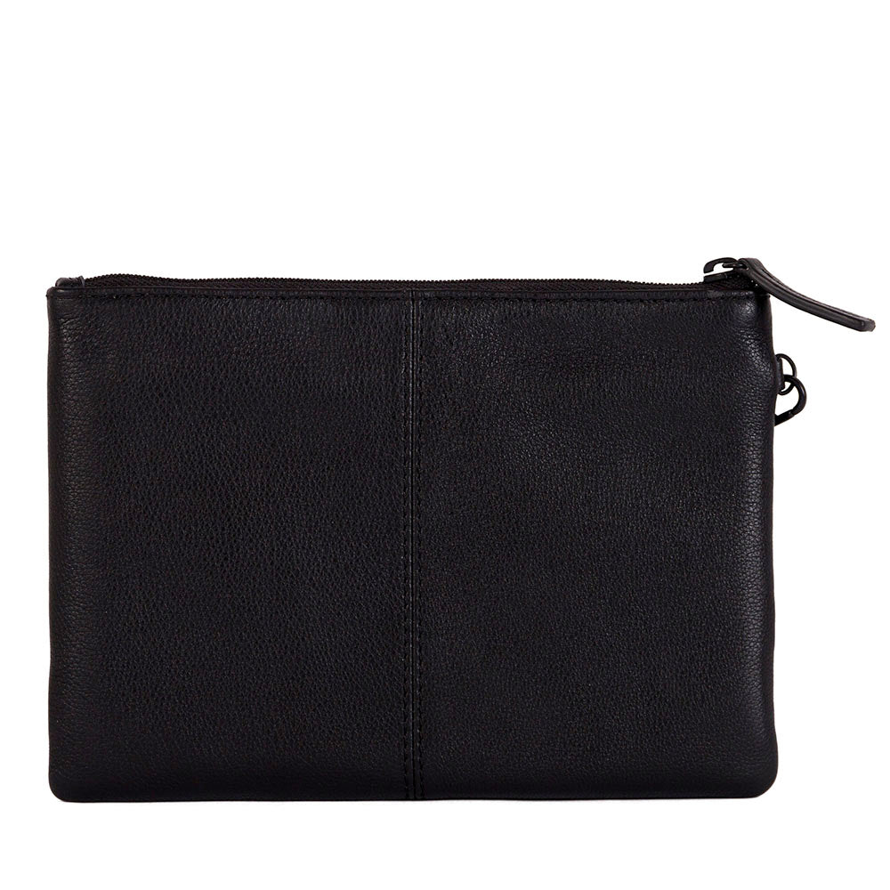 Pochette Unisex GIANNI CONTI linea Lillie in Pelle Martellata Marrone Scuro