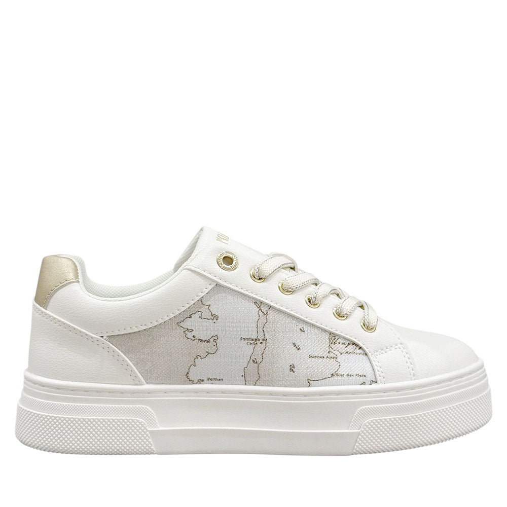 Sneakers Donna 1A Classe Alviero Martini in Eco Nappa Bianca e Geo Safari 2415