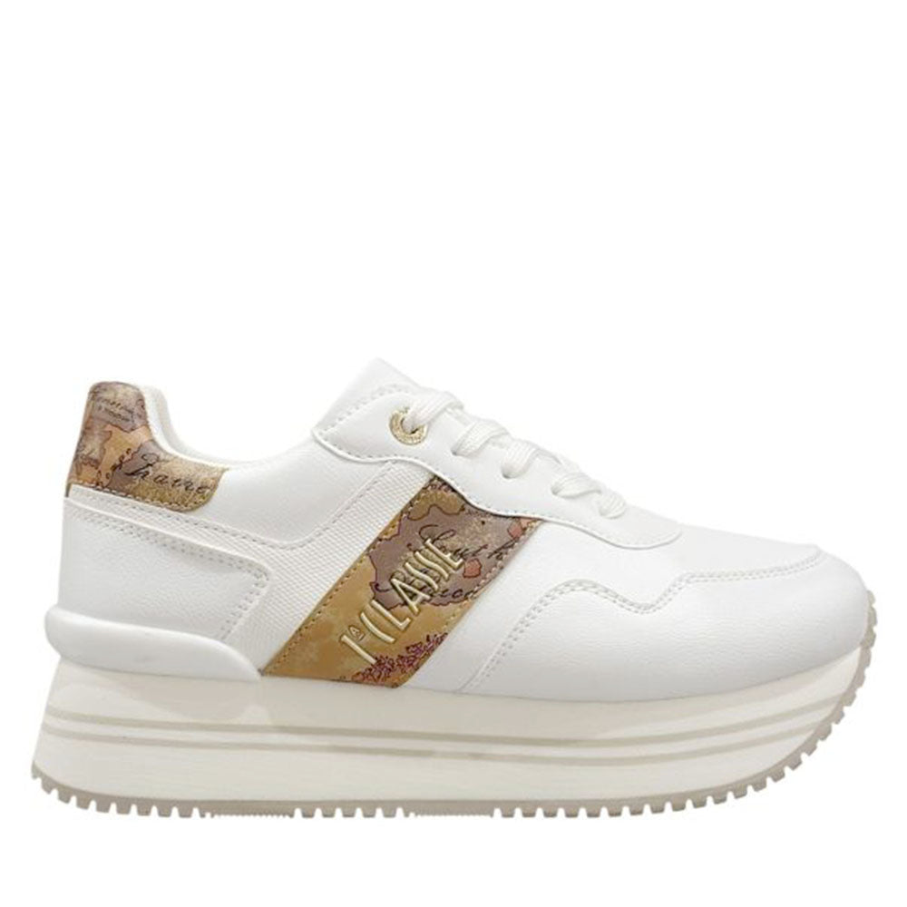 Sneakers Running 1A Classe Alviero Martini Bianche con Inserto stampa Geo Beige 2438