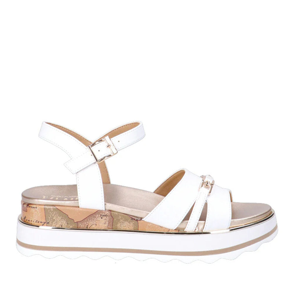 Sandali con Zeppa 1A Classe Alviero Martini in Eco Nappa Bianca 2476