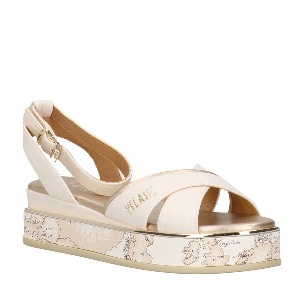 Sandali con Zeppa 1A Classe Alviero Martini in Eco Nappa Bianca 2476