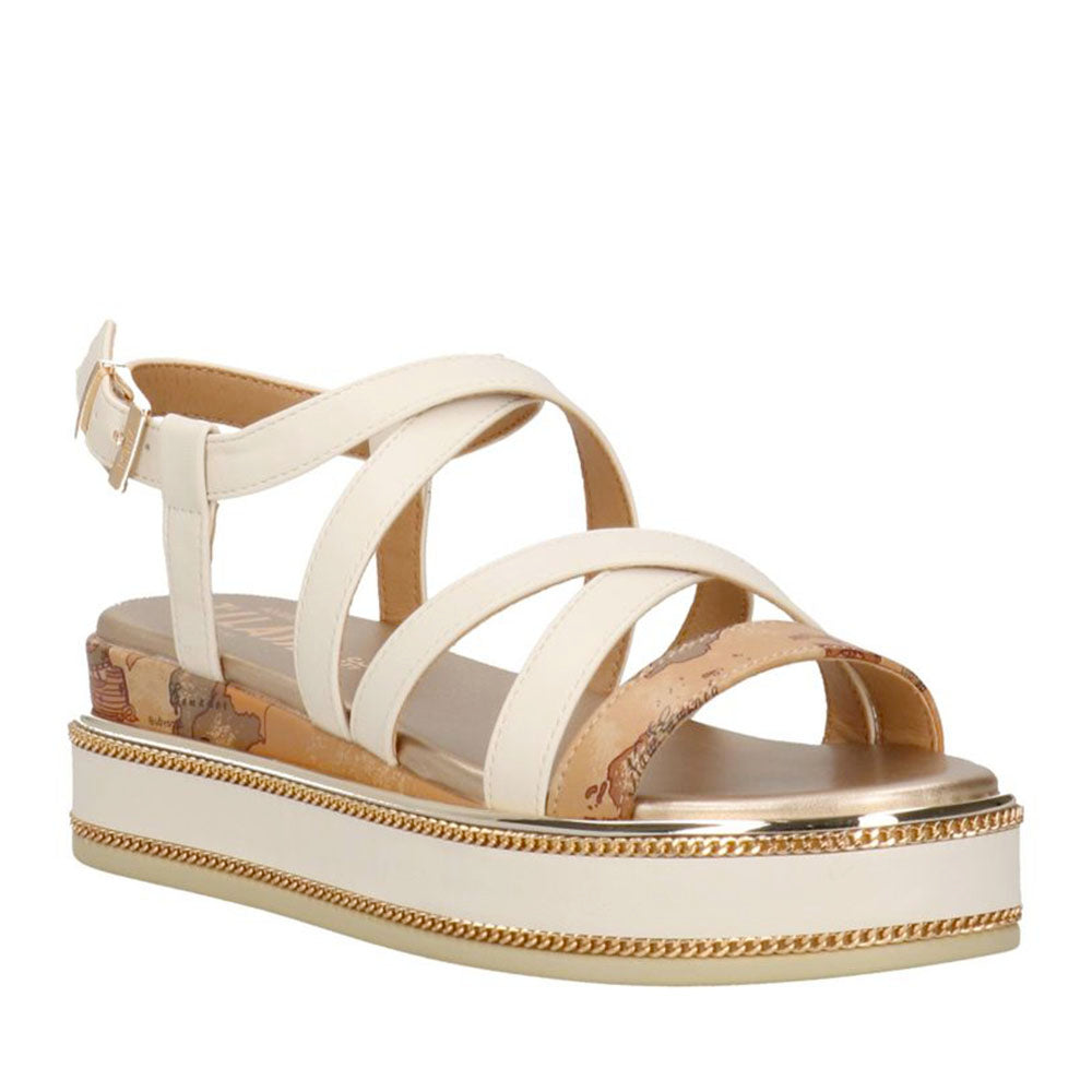 Sandali Platform 1A Classe Alviero Martini in Eco Nappa Bianco Sporco 2484