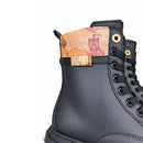 Black Faux Nappa Combat Boots with Beige Geo Inserts 1A Classe ALVIERO MARTINI 2569