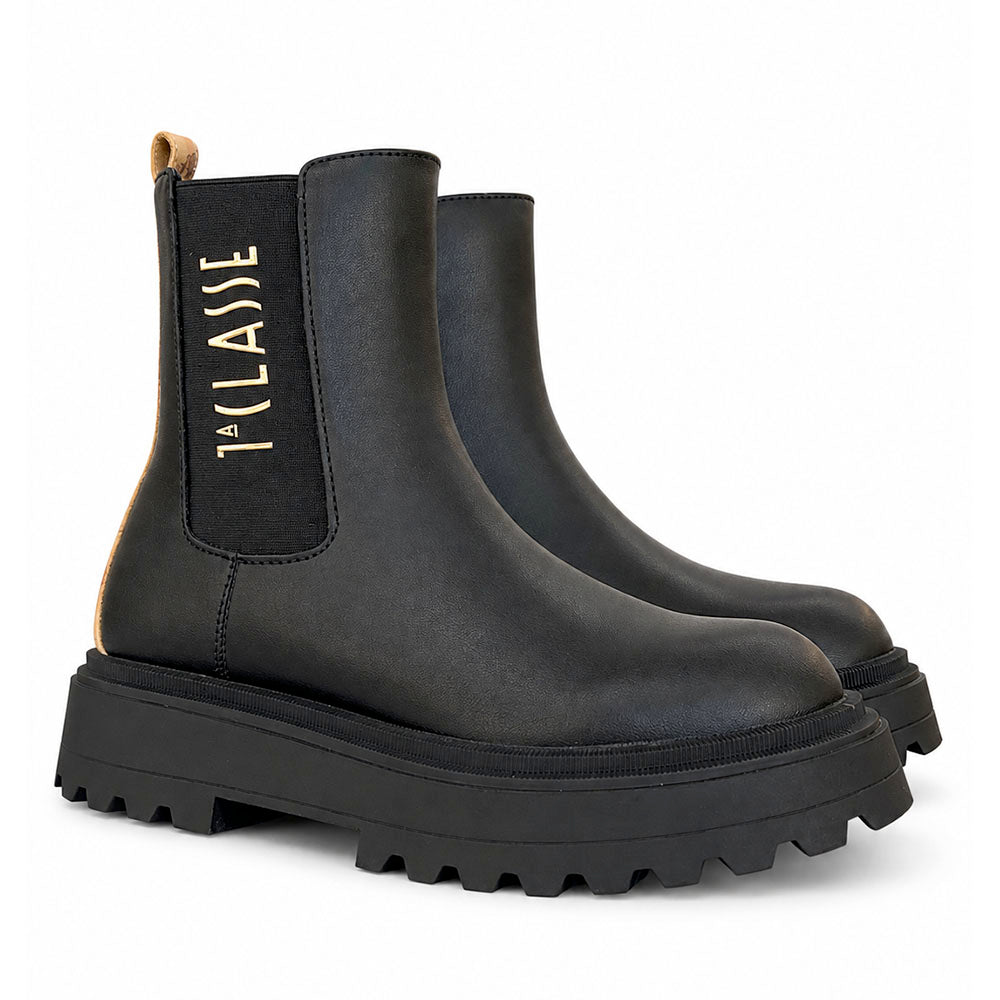 Stivaletti Beatles 1A Classe Alviero Martini in Eco Nappa Nera con Maxi Logo 2579