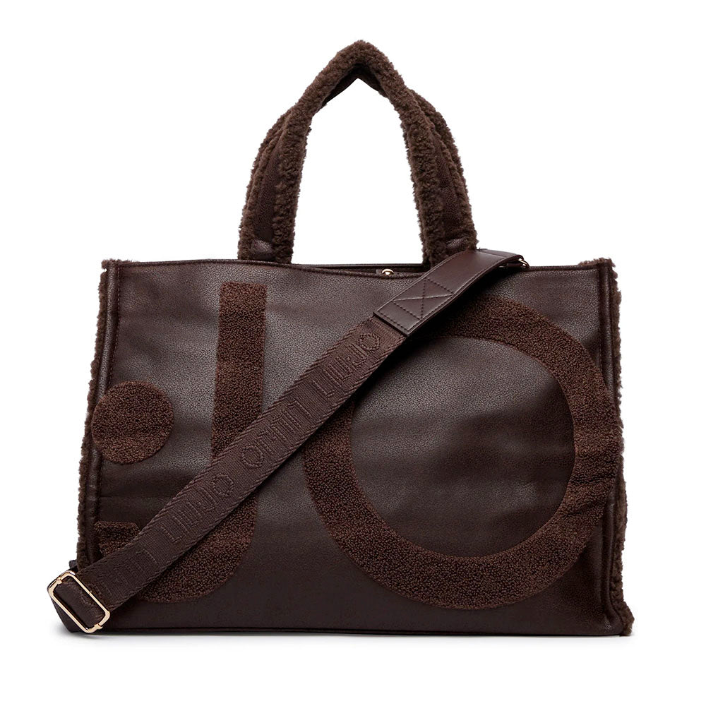 Tote Bag Donna LIU JO in Ecopelle con Logo in Fake Montone Testa di Moro