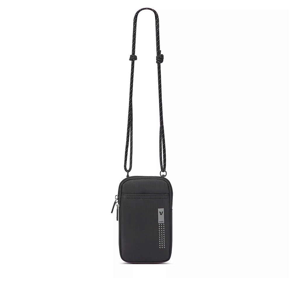 Borsello Porta Telefono RONCATO linea Lite Soft in Tessuto Nero Fumo