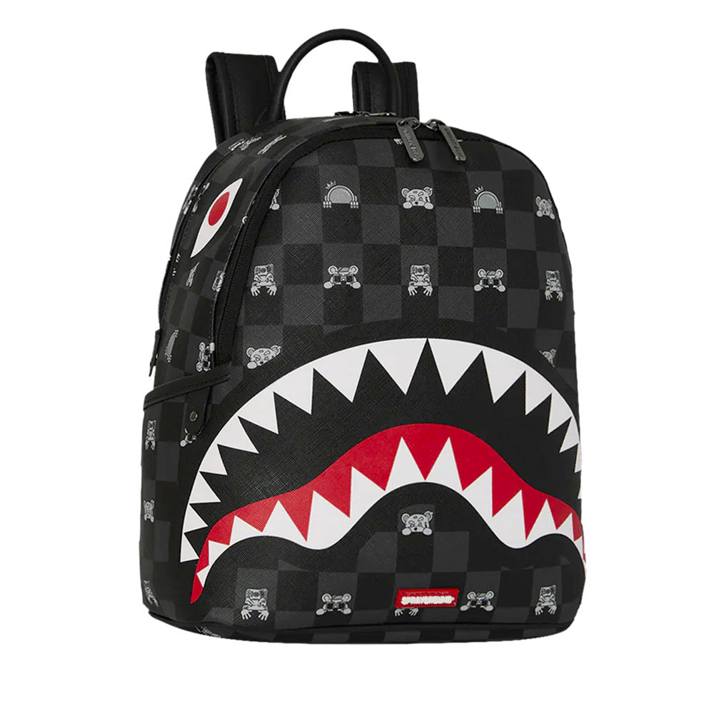Zaino Small SPRAYGROUND stampa Gray Peeking Character Check Savage