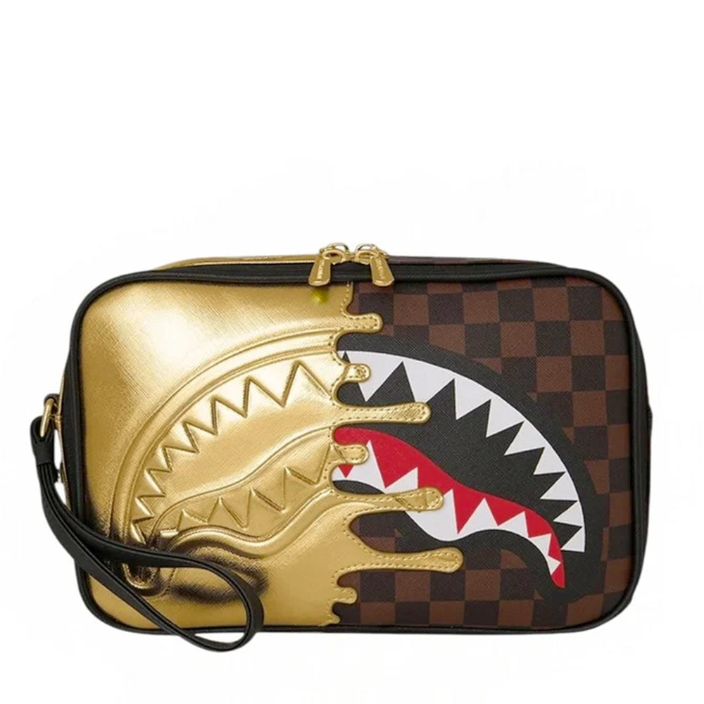 Necessaire SPRAYGROUND stampa Sharks in Paris Gold Drip